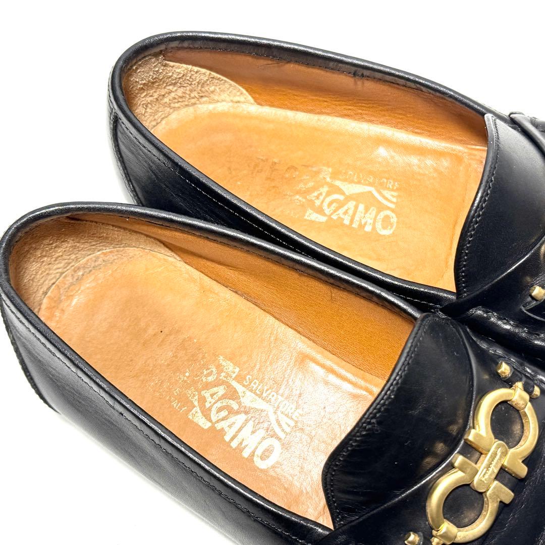 サルヴァトーレフェラガモ ガンチーニ ビットローファー 革靴 7EE 黒 男女