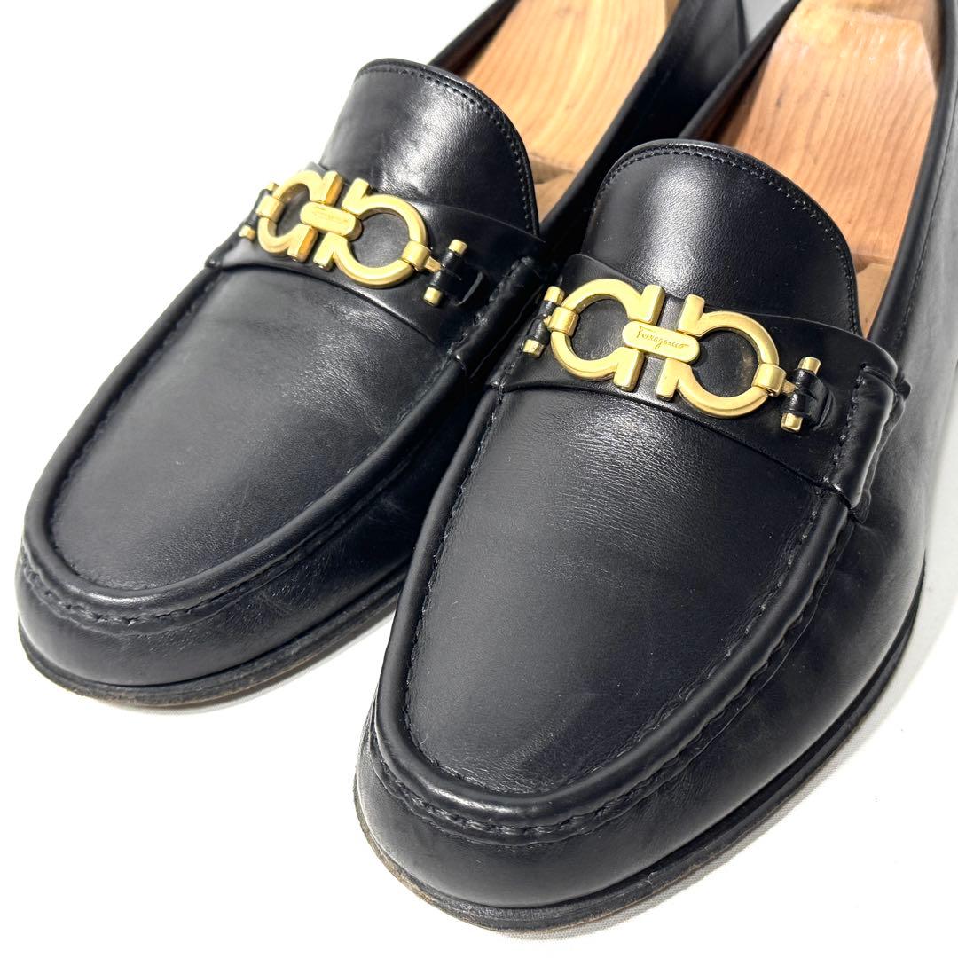 サルヴァトーレフェラガモ ガンチーニ ビットローファー 革靴 7EE 黒 男女