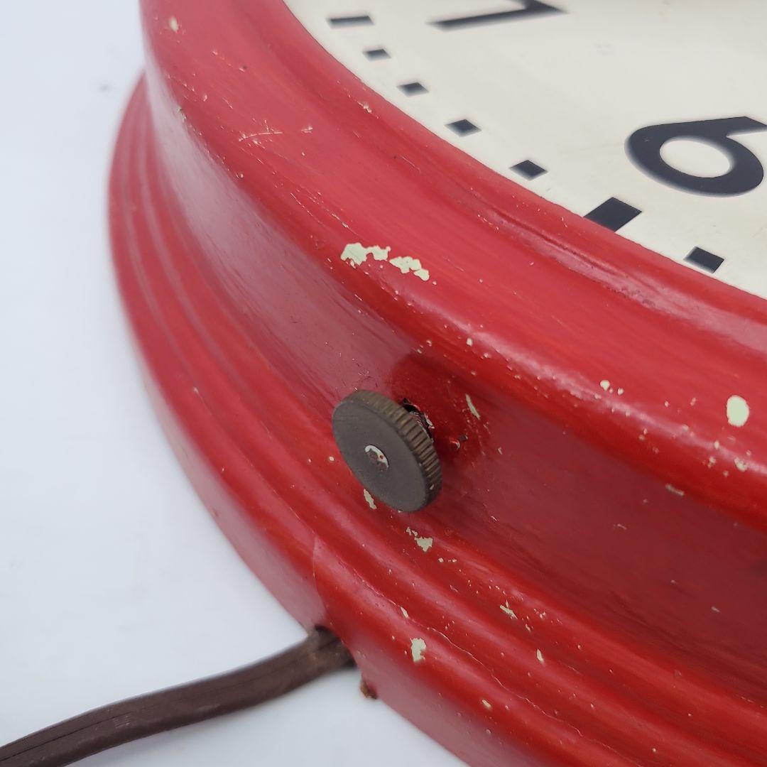 Telechron　アンティーク　スクールクロック　赤　掛け時計　稼働　希少