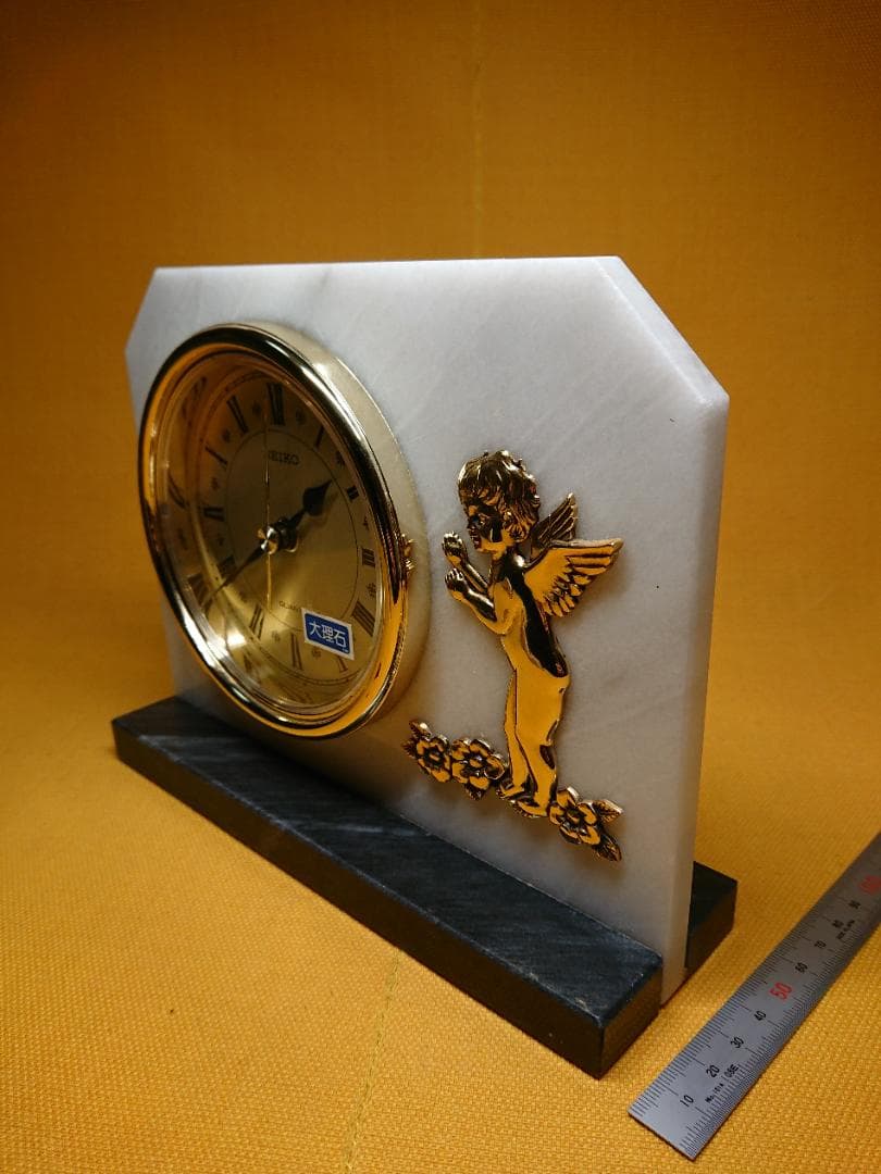 【美品】SEIKO　置時計　天然石　置物　インテリア　工芸品　美術品　A1461