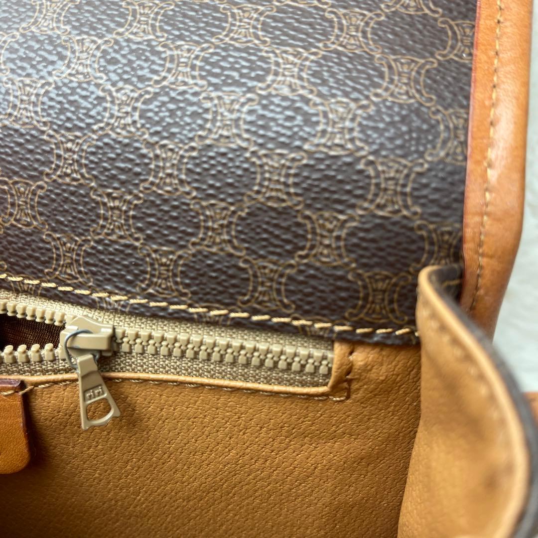 美品　セリーヌ　CELINE マカダム　ブラウン　ショルダーバッグ　レザー