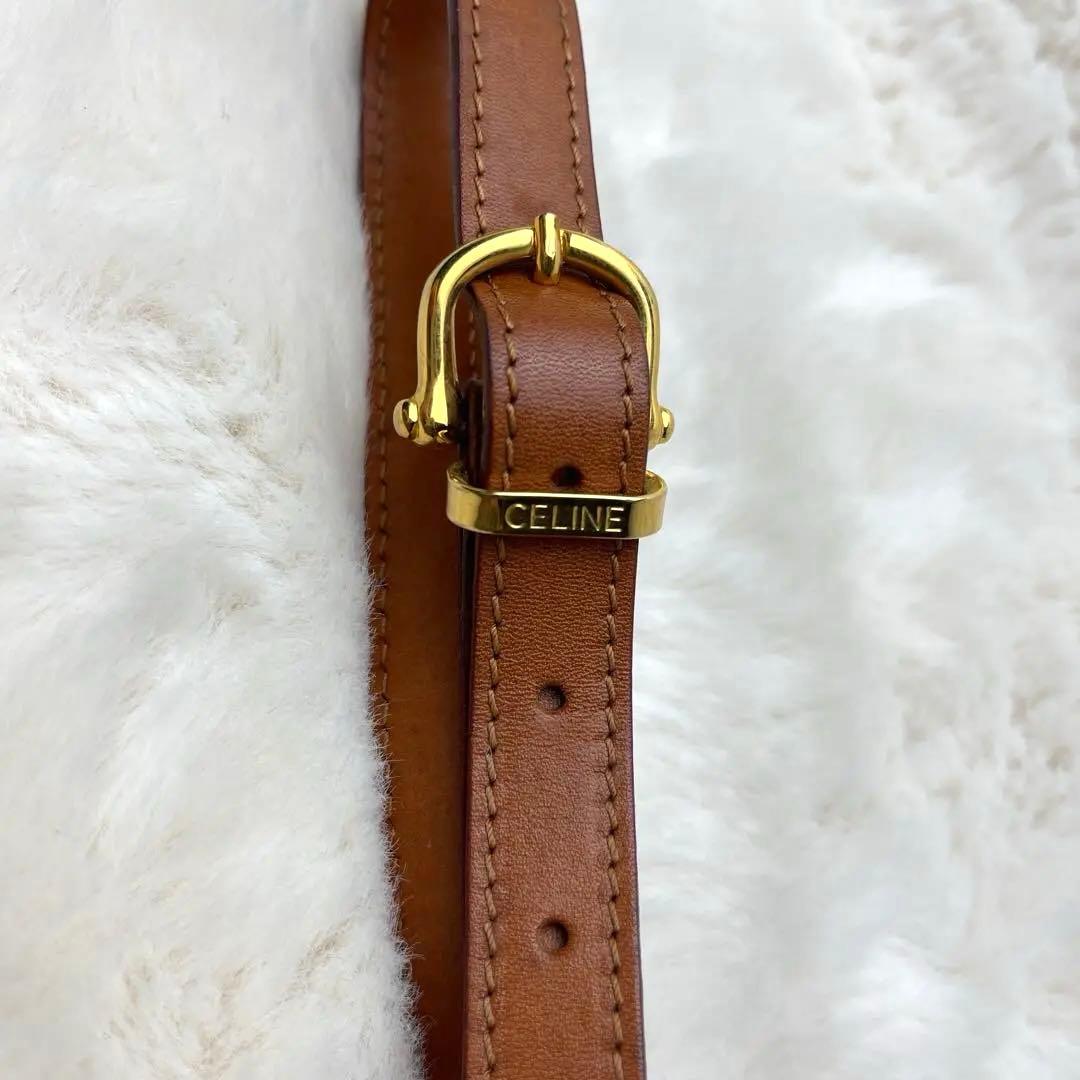 美品　セリーヌ　CELINE マカダム　ブラウン　ショルダーバッグ　レザー