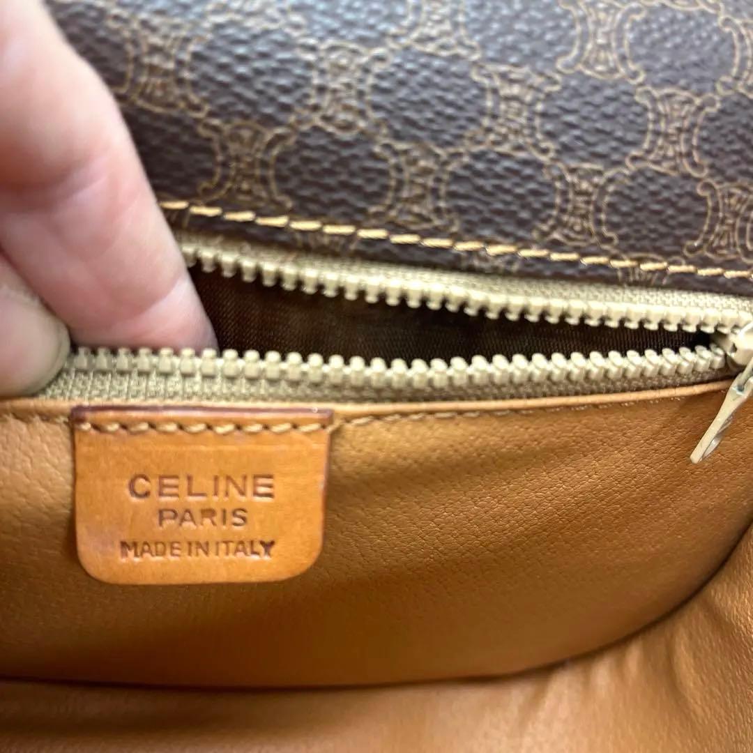美品　セリーヌ　CELINE マカダム　ブラウン　ショルダーバッグ　レザー