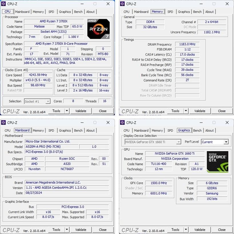 Ryzen7 3700X/GTX1660Ti/メモリ32G/新品NVMe512G