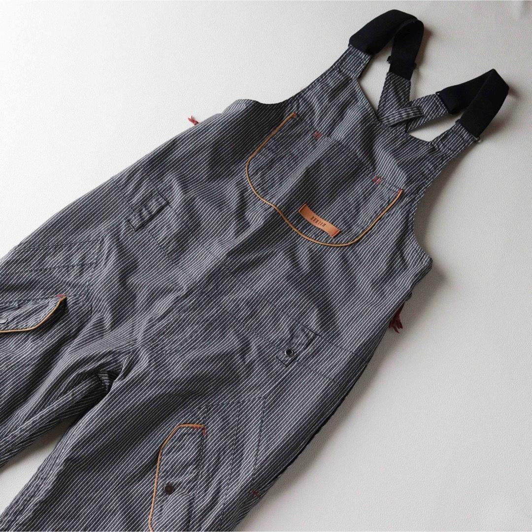 5463【美品】バートン　ビブパンツ ストライプ ヒッコリー ポーチ付き