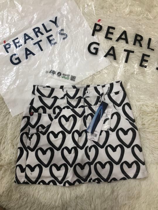 パーリーゲイツ ストレッチスカート 落書きハート柄プリントサイズ0