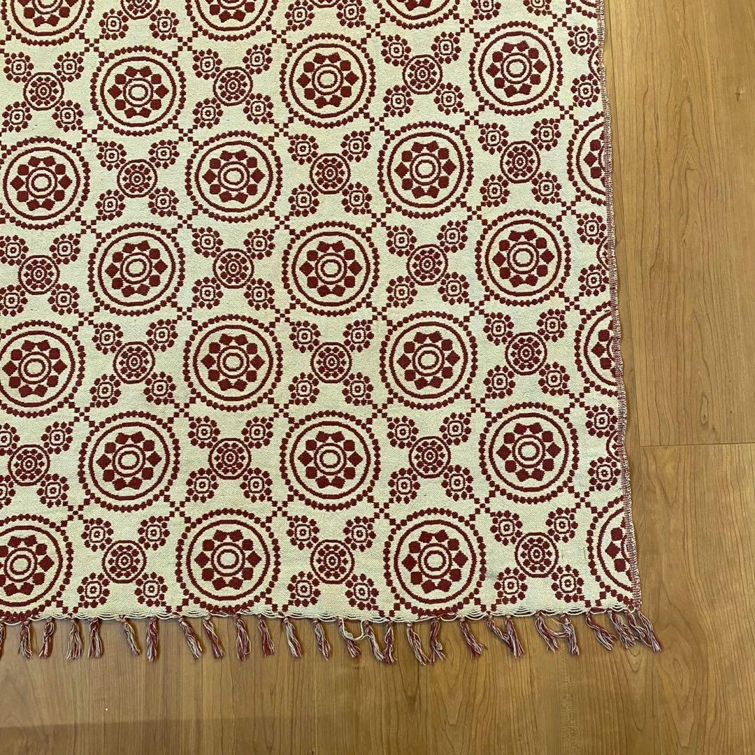 VHC ゴブラン織 ラグ 赤 メダリオン 両面配色 USA ヴィンテージ