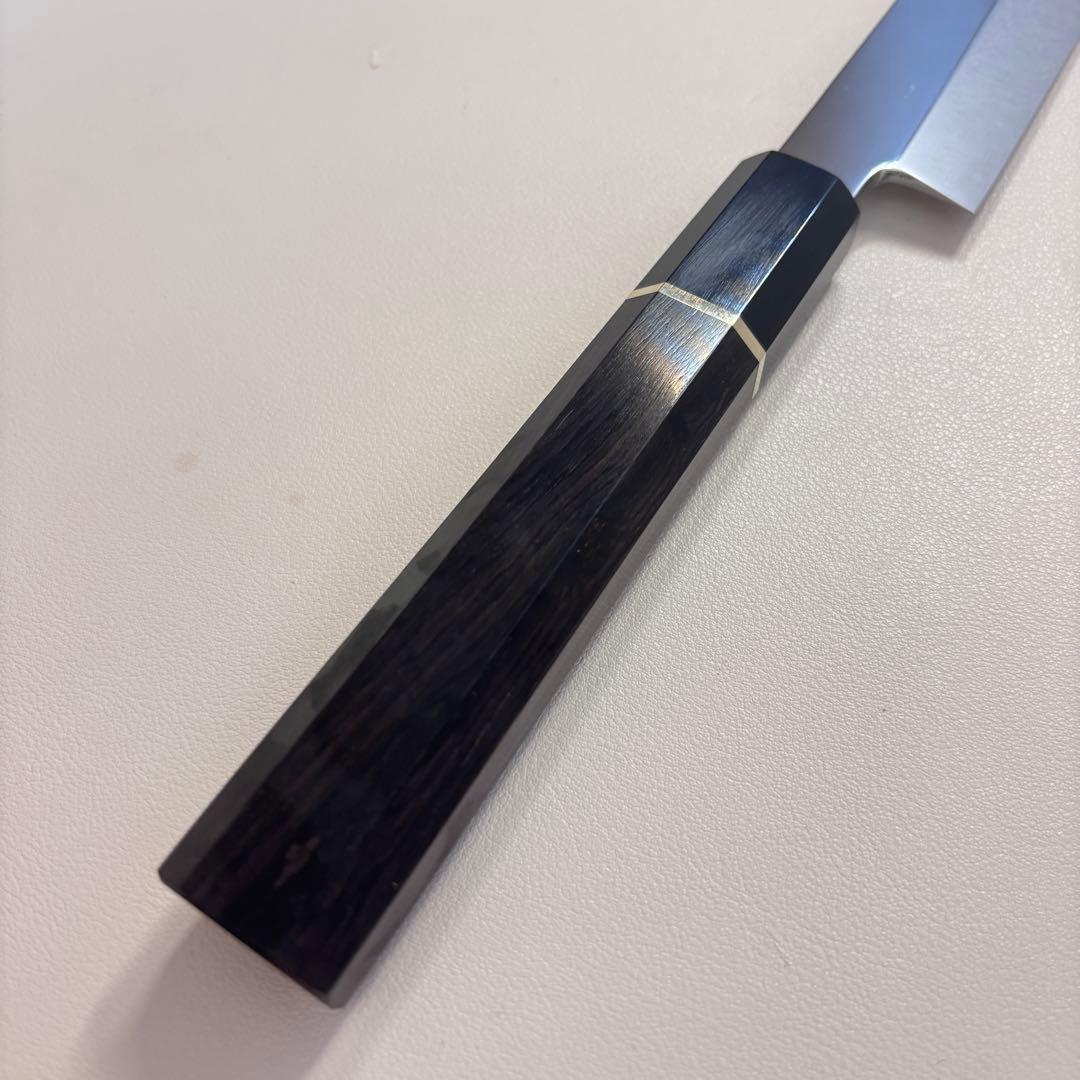 【鞘付き】 270mm柳刃包丁 鏡面　黒檀水牛八角柄 全鋼 和包丁'═