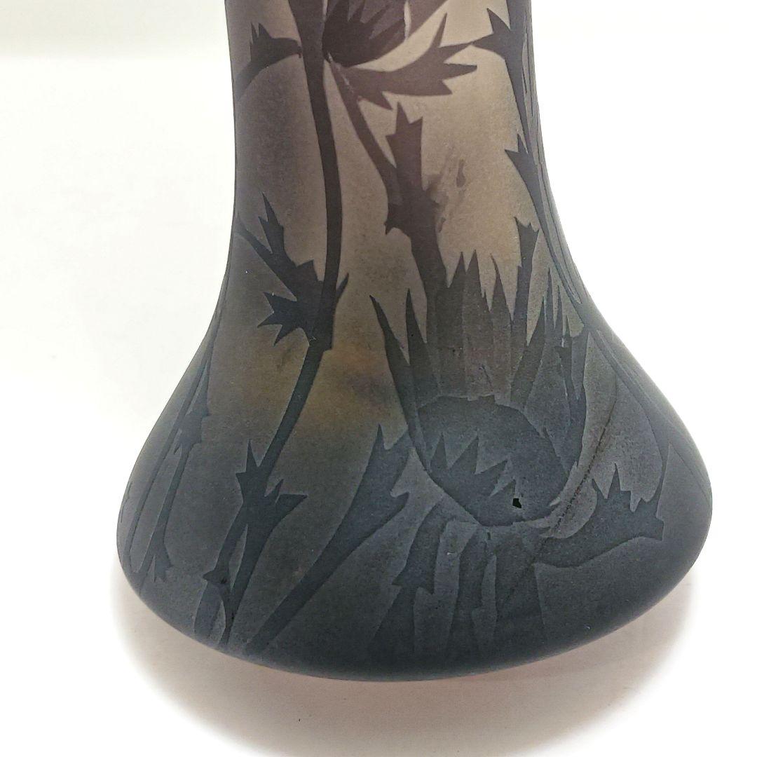 Y3279-1 ガレ風 被せガラス 花文花瓶 高さ23㎝　 　ten