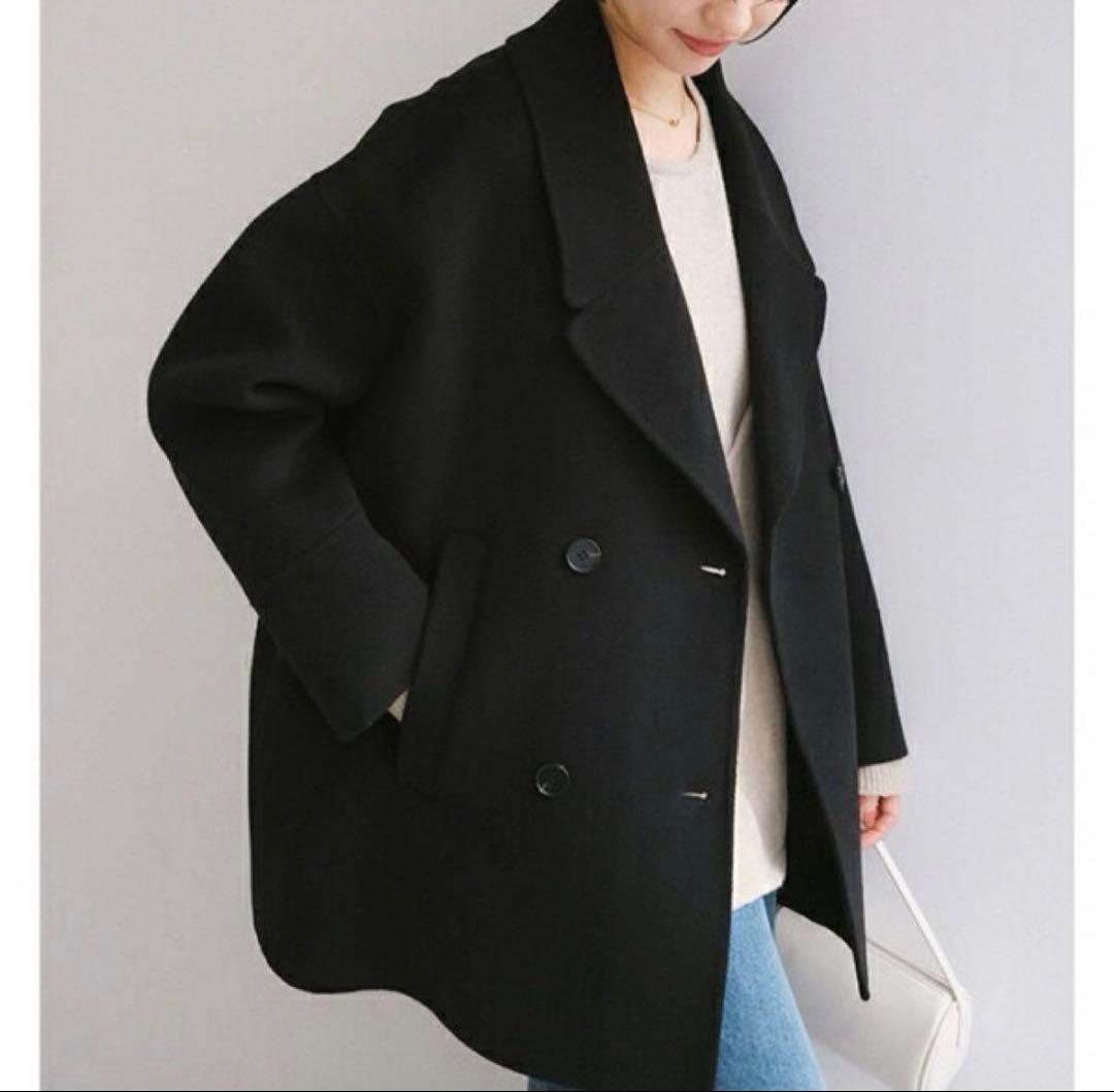 【週末SALE中】evernavy リバーPコート ダブルブレスト M 黒