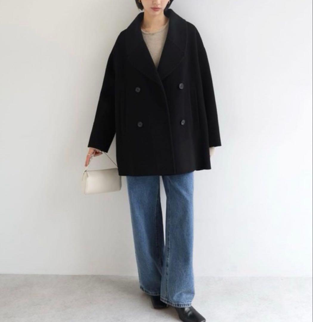 【週末SALE中】evernavy リバーPコート ダブルブレスト M 黒