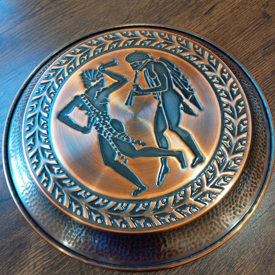 古代ギリシャ風 銅製皿 音楽とダンス