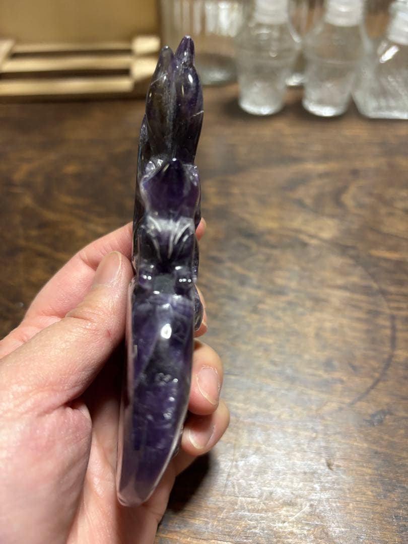 九尾　九尾の狐　カービング　ドリームアメジスト　ドリアメ　月　星　天然石