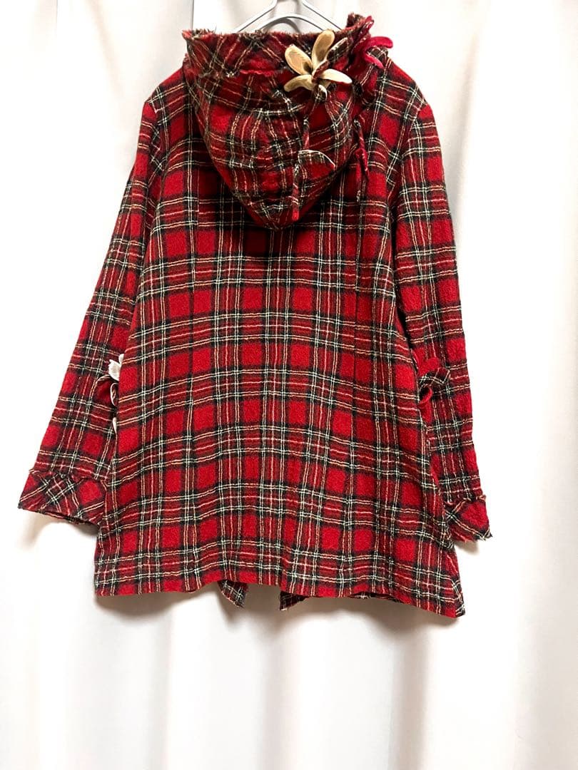 POTECHINO 立体モチーフロゴタータンチェックウールシャツジャケットさえら