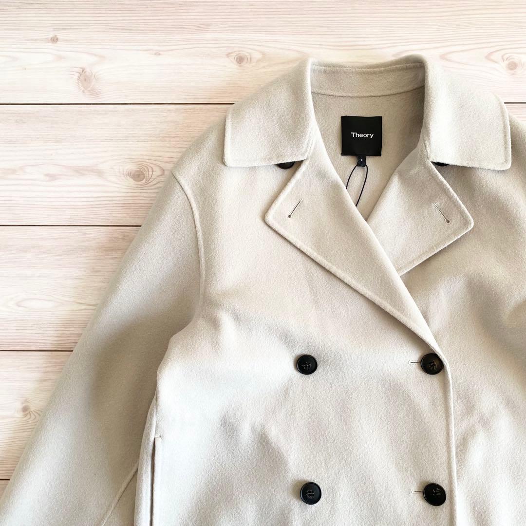 美品 タグ付 Theory ダブルフェイス ウールカシミヤ Pコート ゆったり