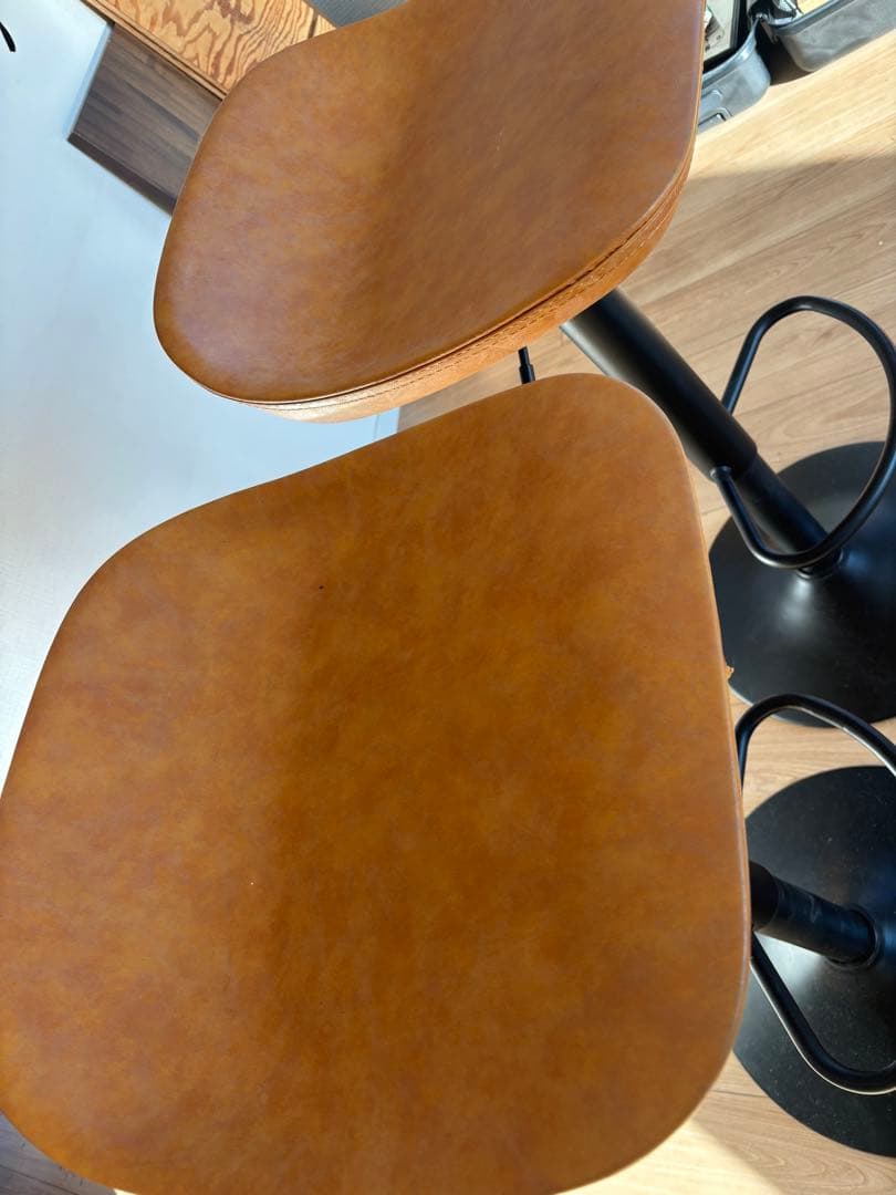 ブラウン合成皮革スツール 高さ調節可能