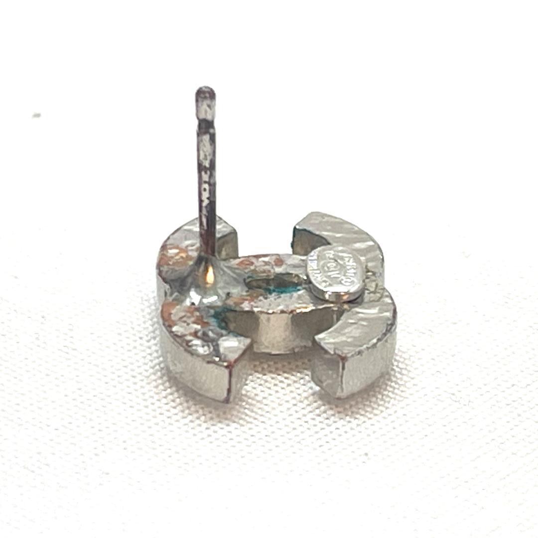 Y512-332 シャネル ココマーク ラインストーン ピアス シルバー 片耳