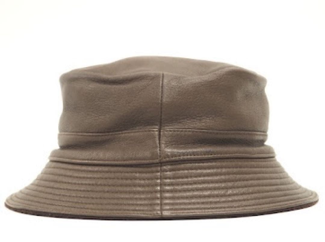 エルメス カシミヤ×レザー Hロゴ ハット