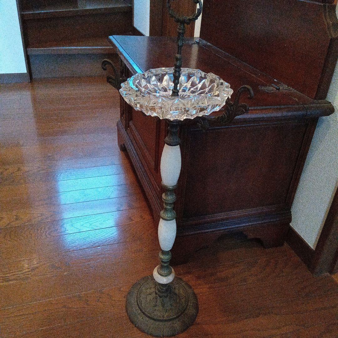 アンティーク ヨーロピアンクリスタルガラス スタンド灰皿