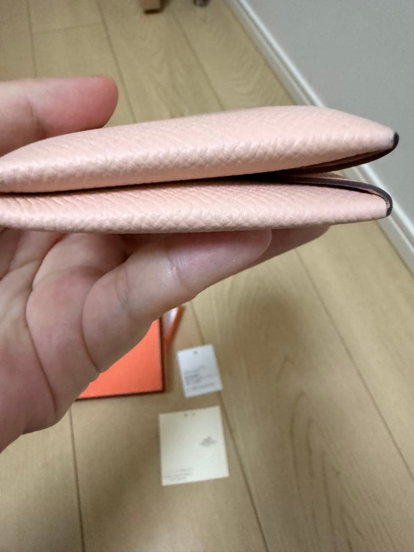 エルメス　ガルヴィ　名刺入れ　ピンク