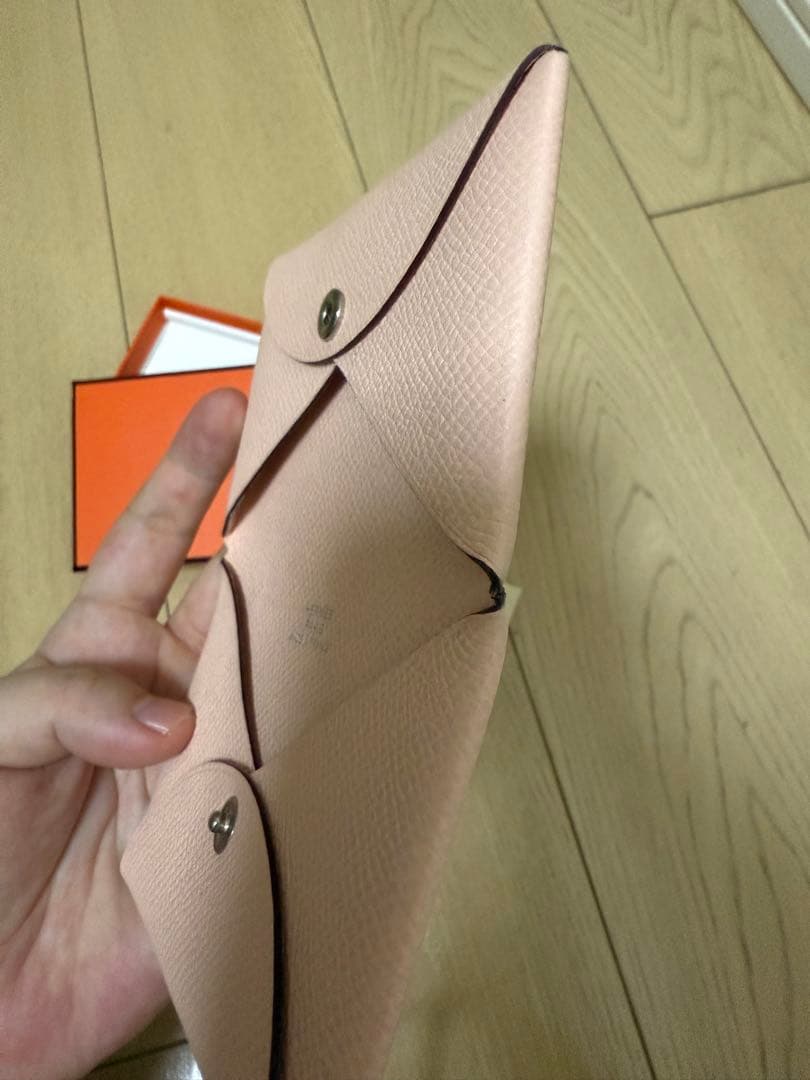 エルメス　ガルヴィ　名刺入れ　ピンク