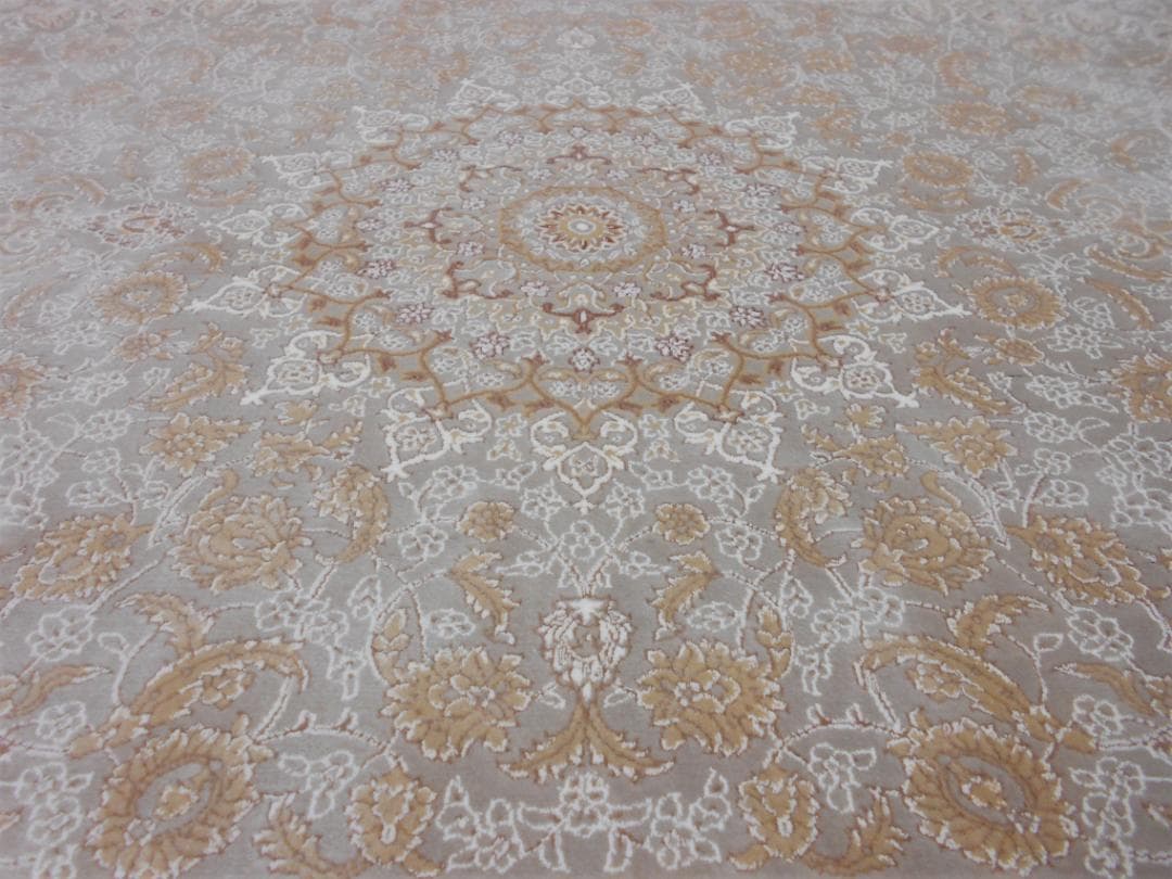 144万ノット！立体柄！本場イラン産 絨毯！ 約100×150cm-200631