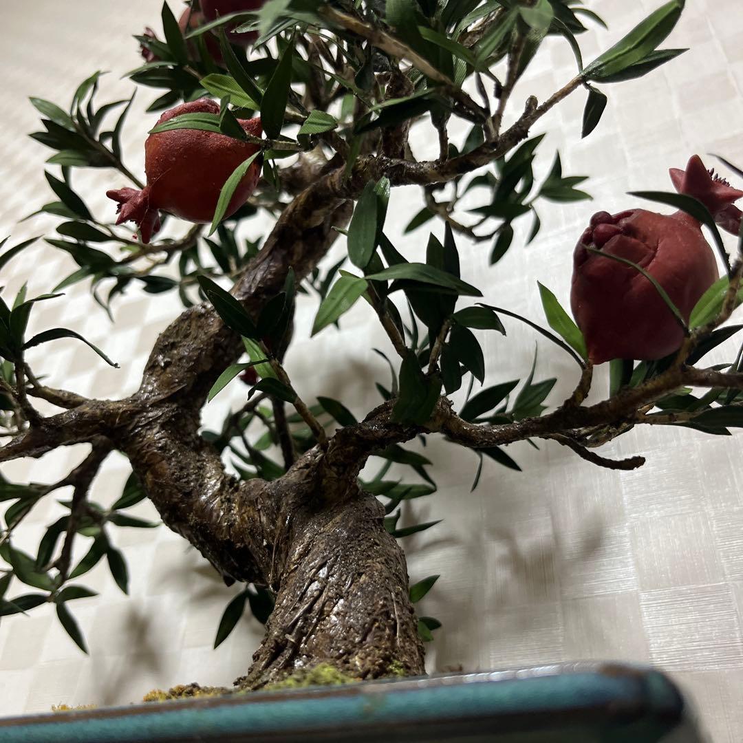 ザクロ。子宝。造花のミニ盆栽　大きめ