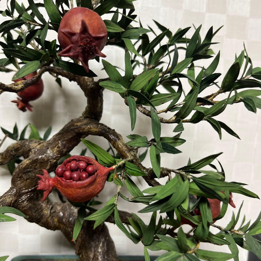 ザクロ。子宝。造花のミニ盆栽　大きめ