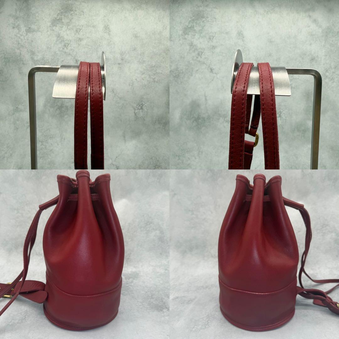 【良品】COACH オールドコーチ ショルダーバッグ 巾着 クロスボディ レッド