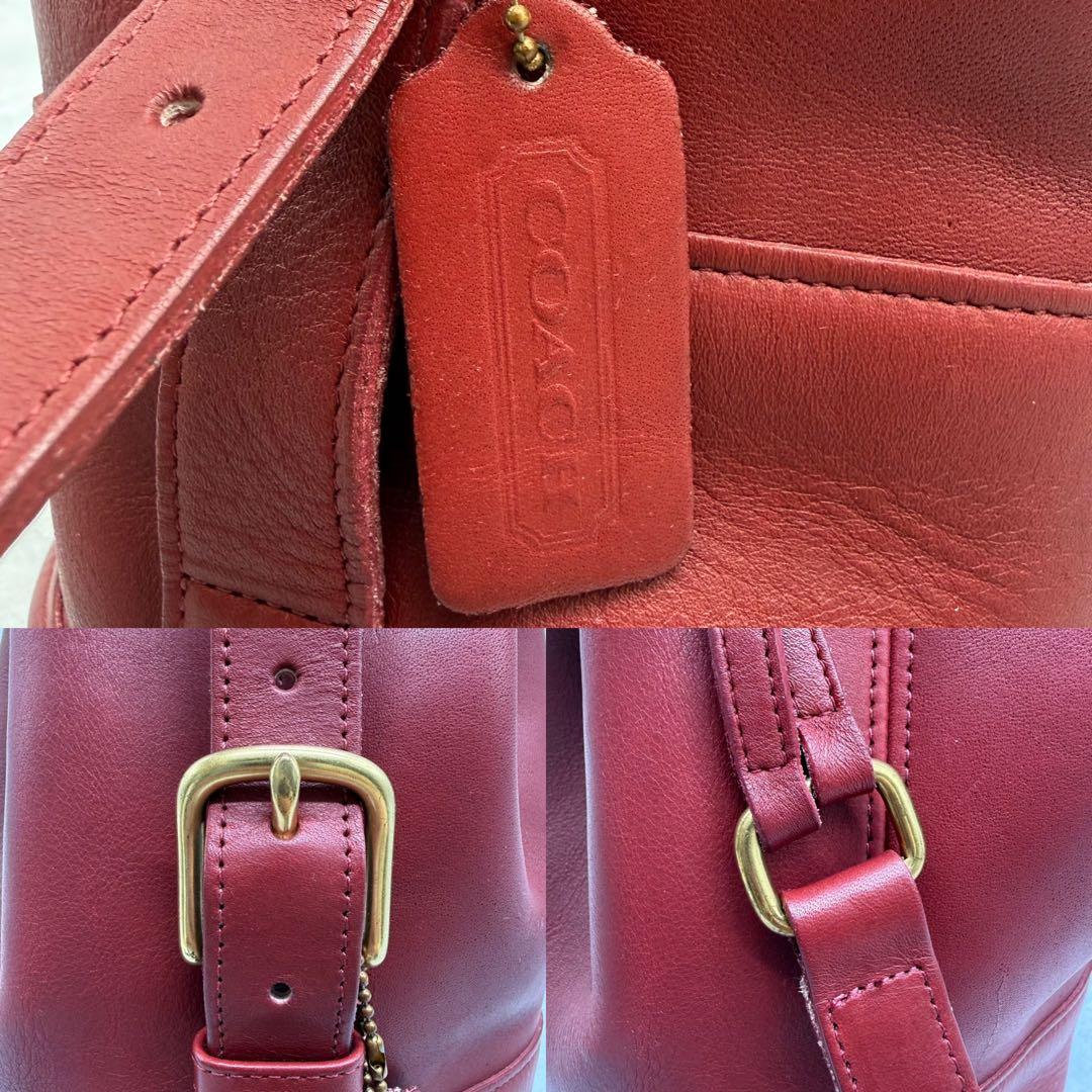 【良品】COACH オールドコーチ ショルダーバッグ 巾着 クロスボディ レッド