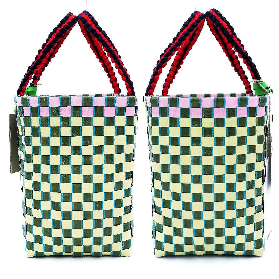 未使用★マルニMARNI★マーケット★トートバッグ★バスケット★ガーデングリーン