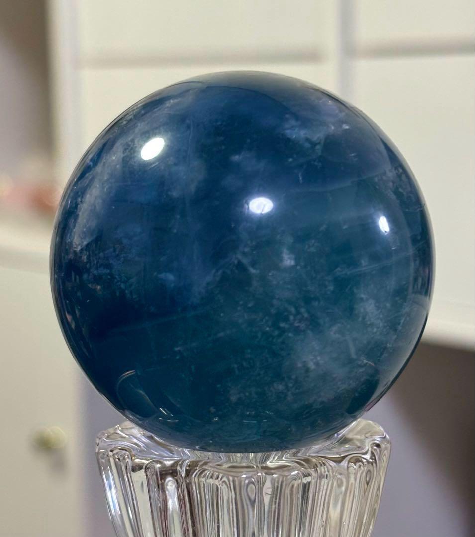 高品質　ブルーフローライト　スフィア　天然石　5.5センチ
