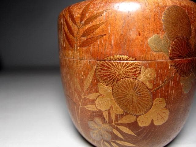 千家十職 指物師 駒沢利斎 桐木地 中棗 裏千家十四代 淡々斎花押　m129