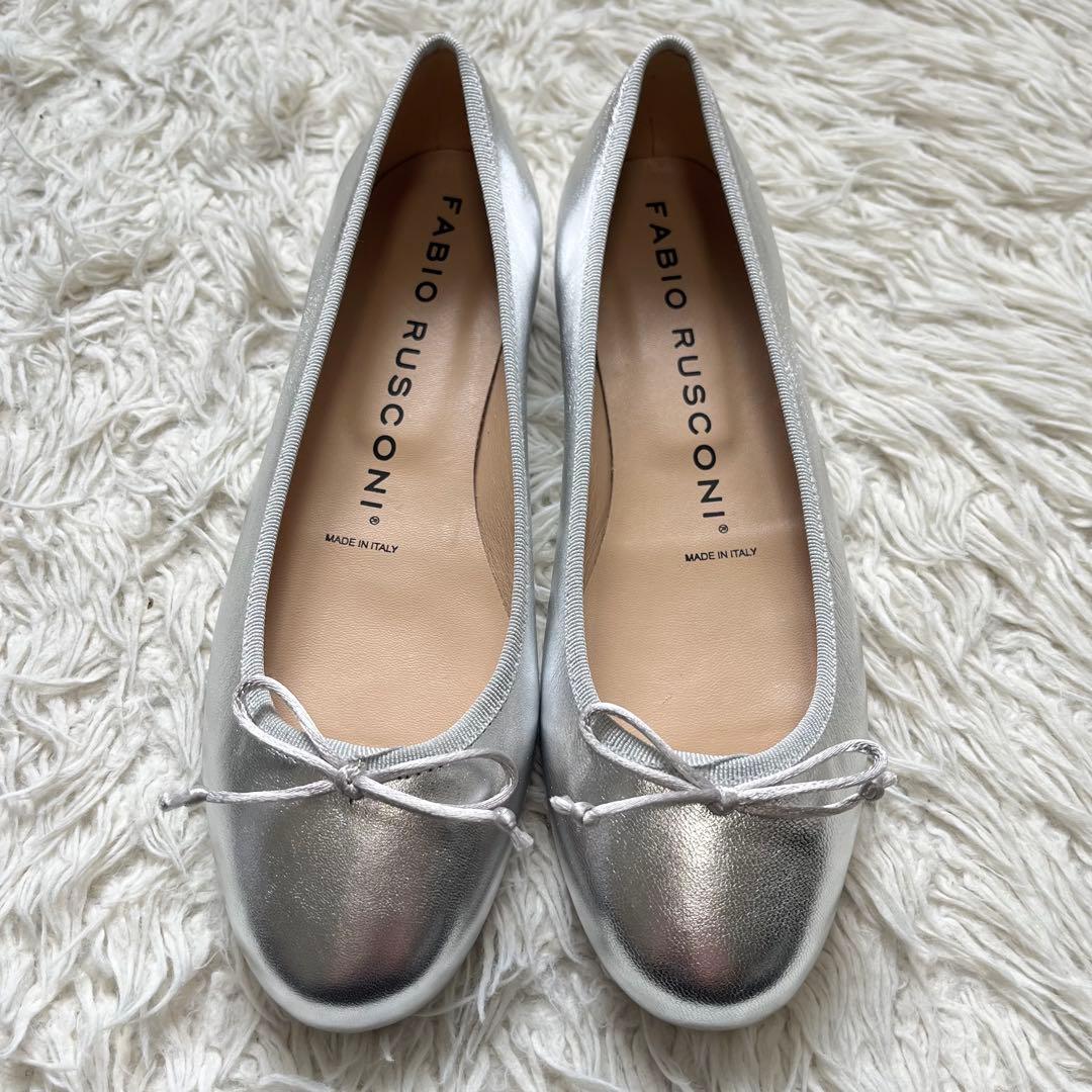 未使用級　FABIO RUSCONI パンプス レザー バレエ　37 リボン
