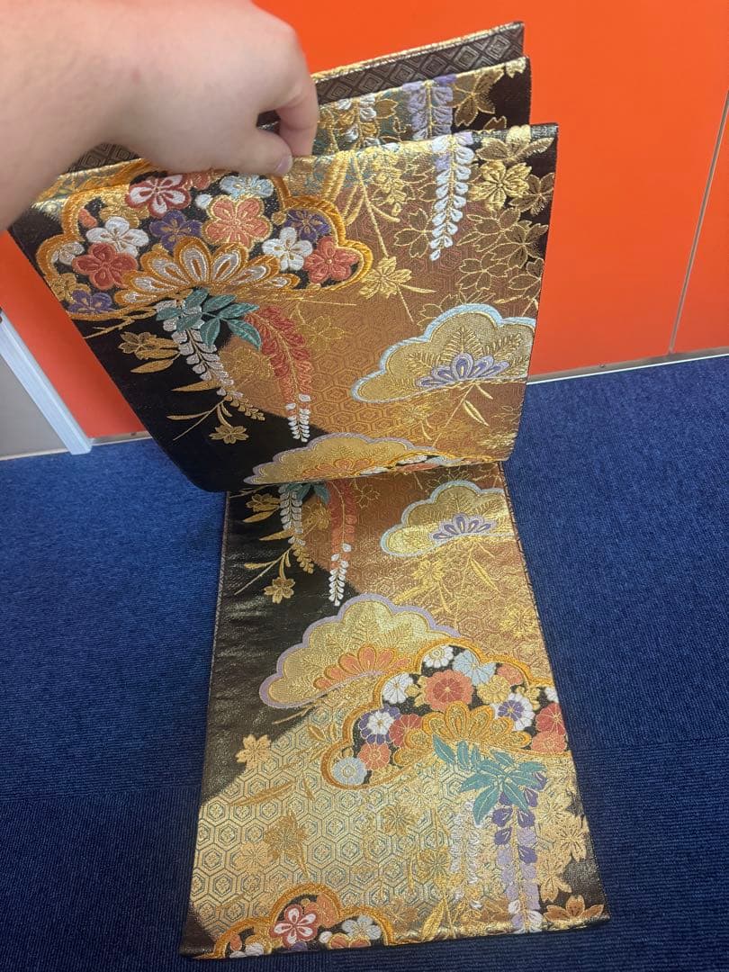 2661袋帯 古代彫金紋 西陣織 金糸　高級上質上品　約440cm 未使用