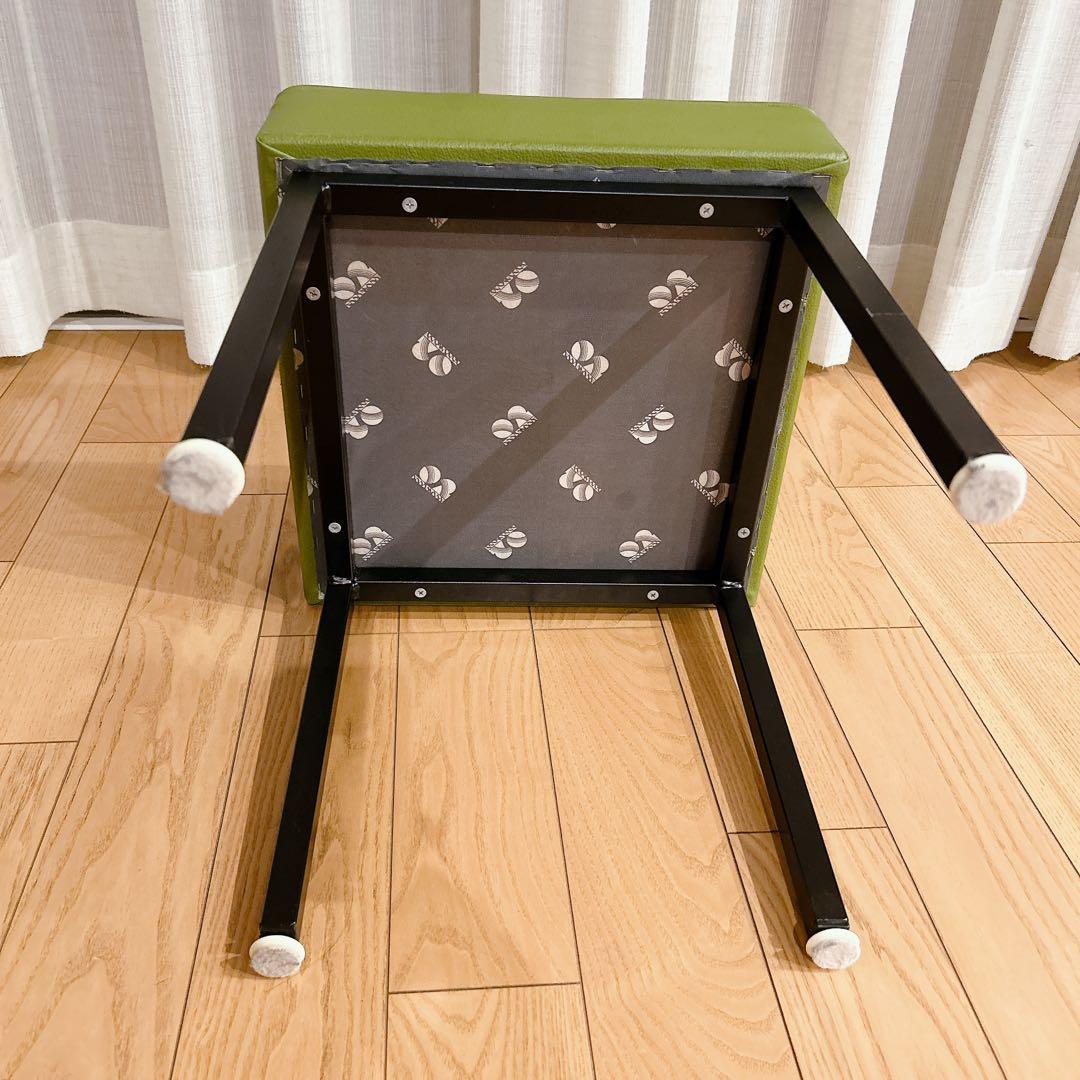 レトロ　スツール　アイアン　グリーン　緑　チェア　北欧アンティークに合う椅子