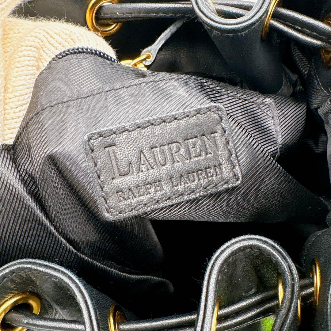 極美品✨LAUREN RALPH LAUREN 巾着バッグ タッセル ブラック