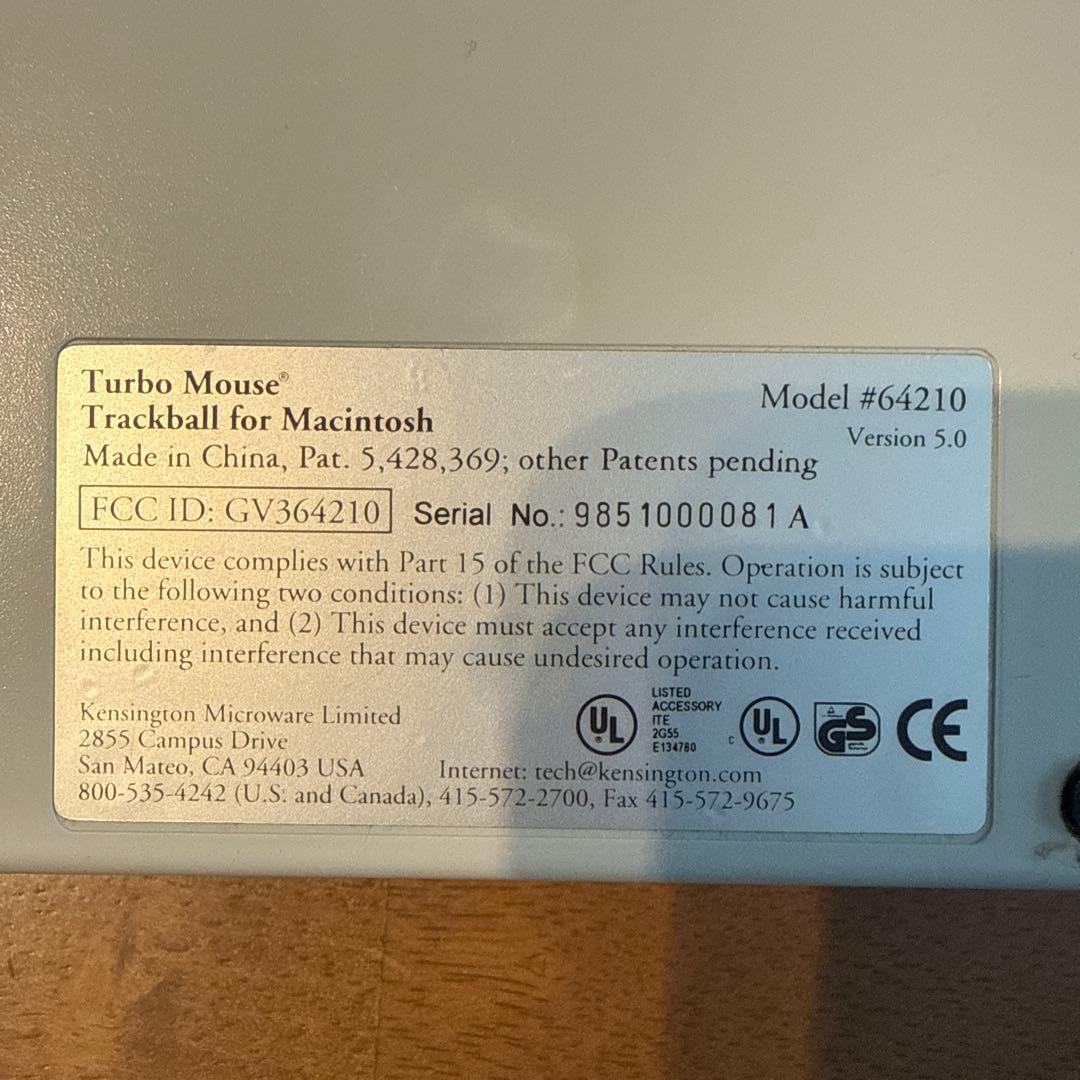 ケンジトン トラックボール Turbo Mouse for Mac #64210