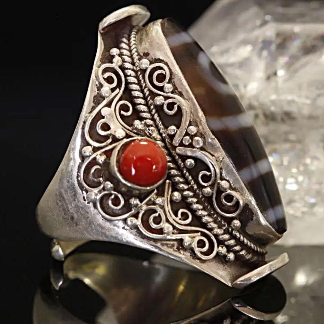 一眼天珠指輪　シルバー925/可動式最大26号まで