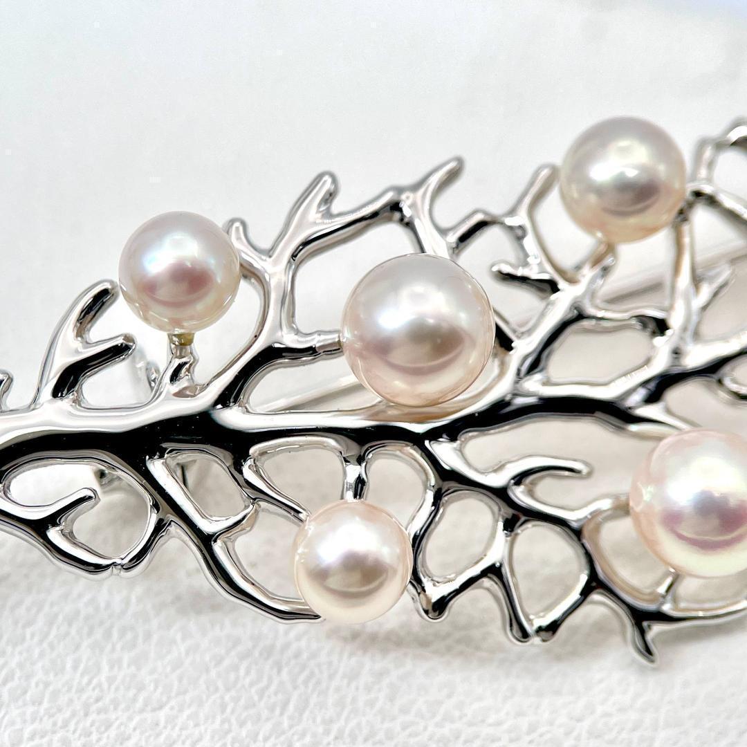 ミキモト 美品 パール 3.5-5.0mm ブローチ シルバー925 珊瑚
