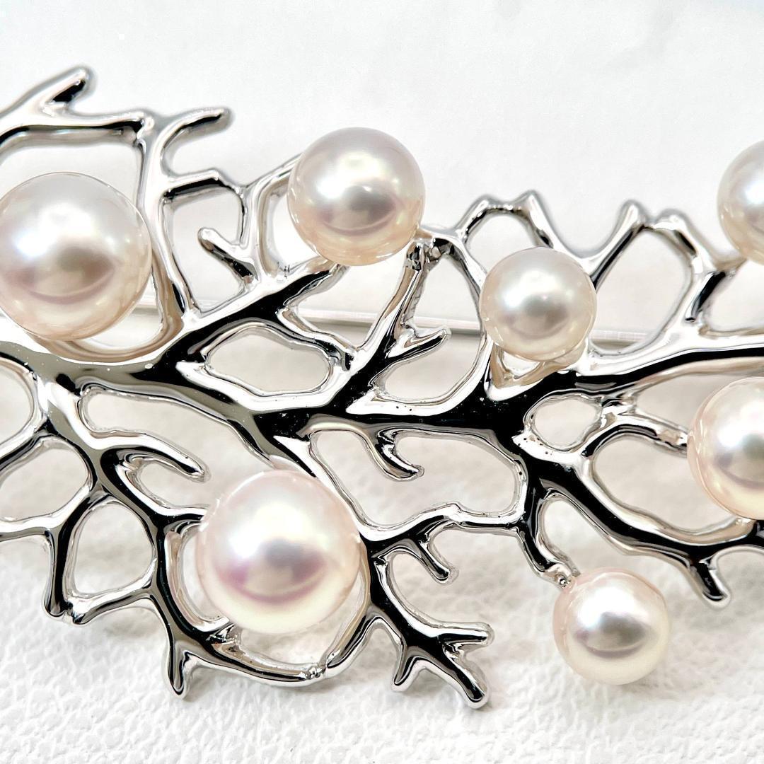 ミキモト 美品 パール 3.5-5.0mm ブローチ シルバー925 珊瑚