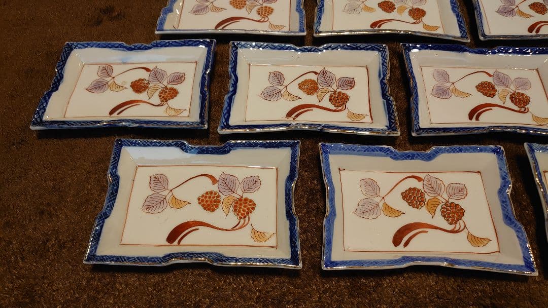 古伊万里　伊万里　色絵　角皿　菓子皿　蔵出し　１０客