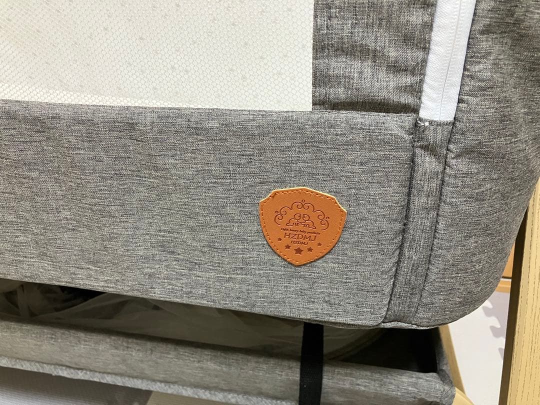 ベビーベッド グレー 布製