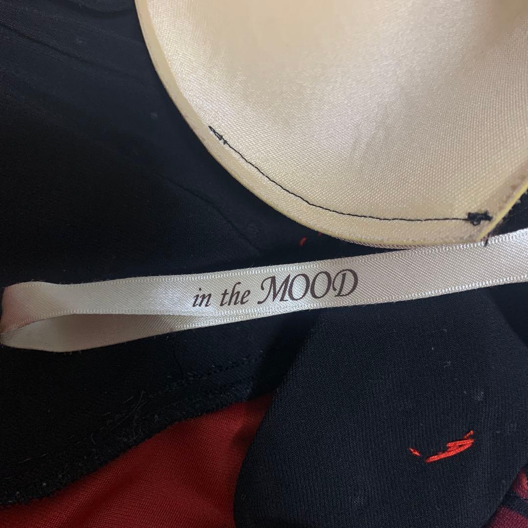 【in the MOOD】日本製　社交ダンス　花柄　赤黒カラー　ドレス　L