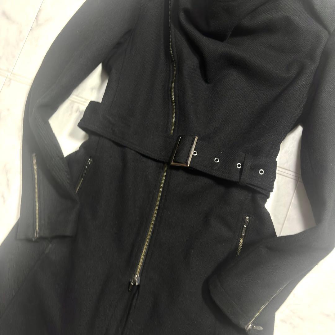 美品✨トルネードマート ウールコート 変形 ロング ベルト付 ブラック L