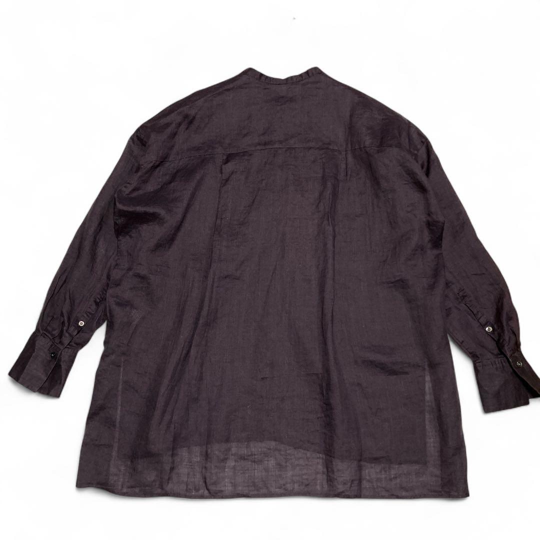 【美品】CHAOS リガーラミーバンドカラーシャツ リネン100% ブラウン