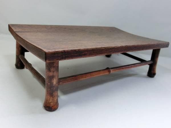 花台■古い木製四足長方形台 竹足 飾台 盆栽台 机 古民具 古美術 時代 骨董■