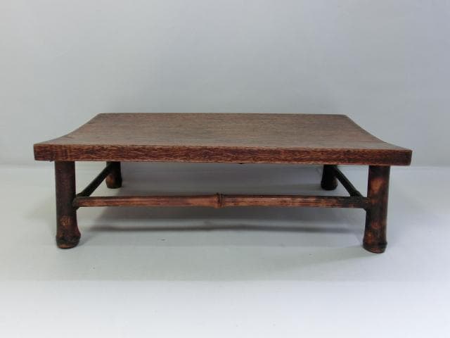 花台■古い木製四足長方形台 竹足 飾台 盆栽台 机 古民具 古美術 時代 骨董■