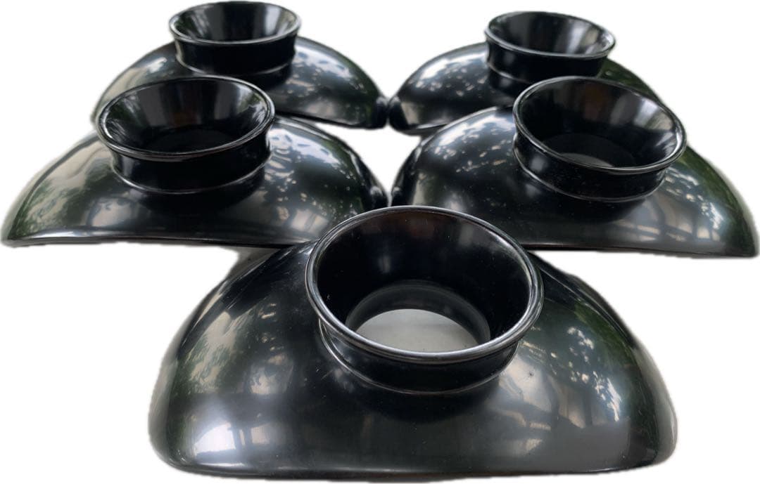 希少　伝統工芸品　輪島塗　高級　高台茶托 5客　黒　無地　珍品