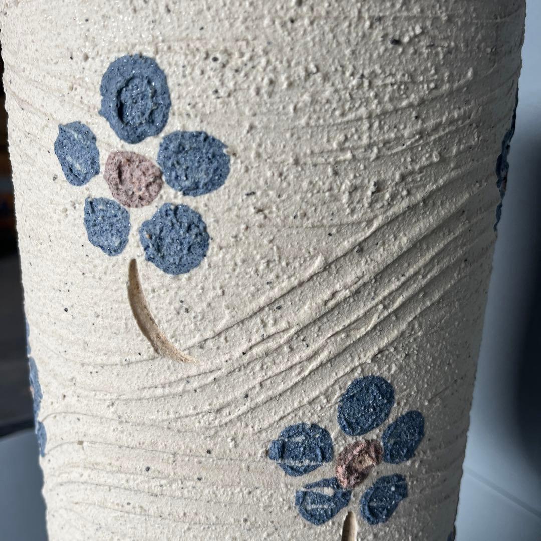 信楽焼長傘立て  花絵 高さ57cm